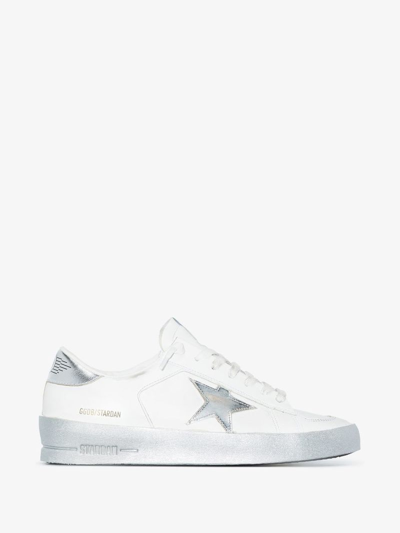 Golden Goose Stardan Leather Sneakers - Silver
