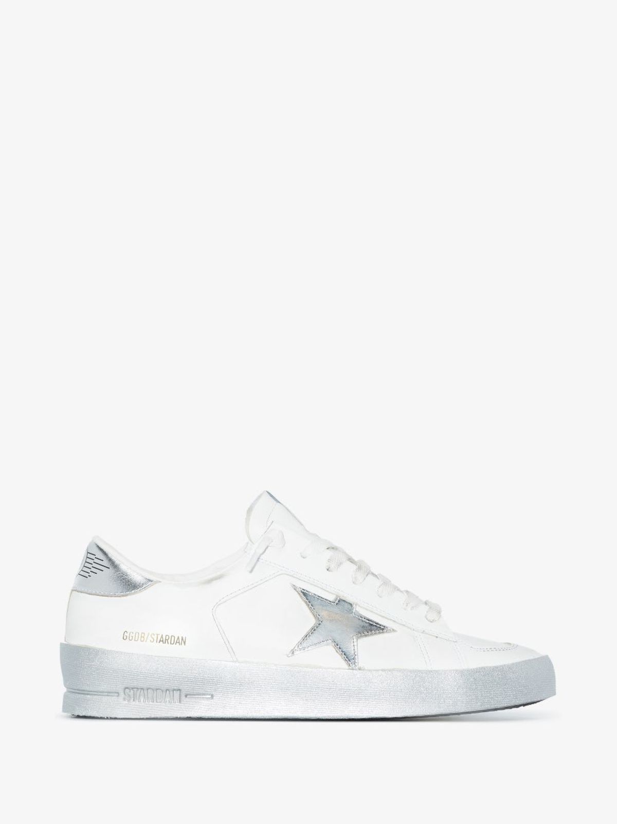 Golden Goose Stardan Leather Sneakers - Silver - Image 4 of 5