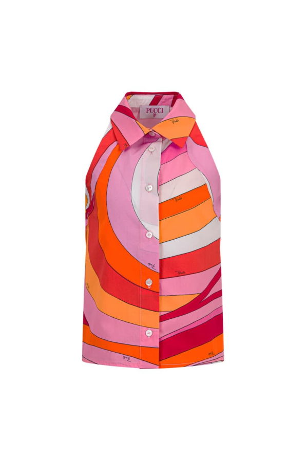 KIDS PUCCI Sleeveless Shirt - Orange