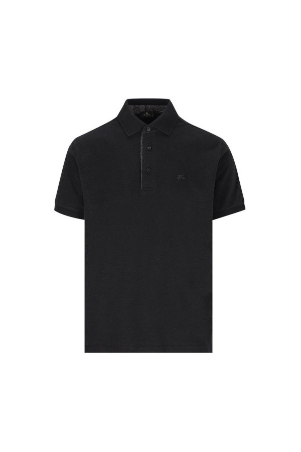 Etro Pegaso Embroidered Polo Shirt - Black