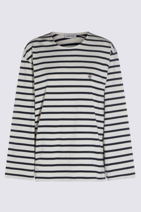 Anine Bing White And Black Cotton Tee - Red