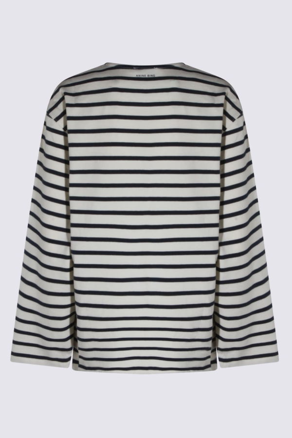 Anine Bing White And Black Cotton Tee - Red