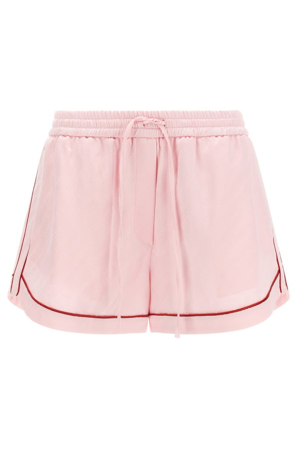 Off-White Jacquard Satin Pajama Shorts - Pink