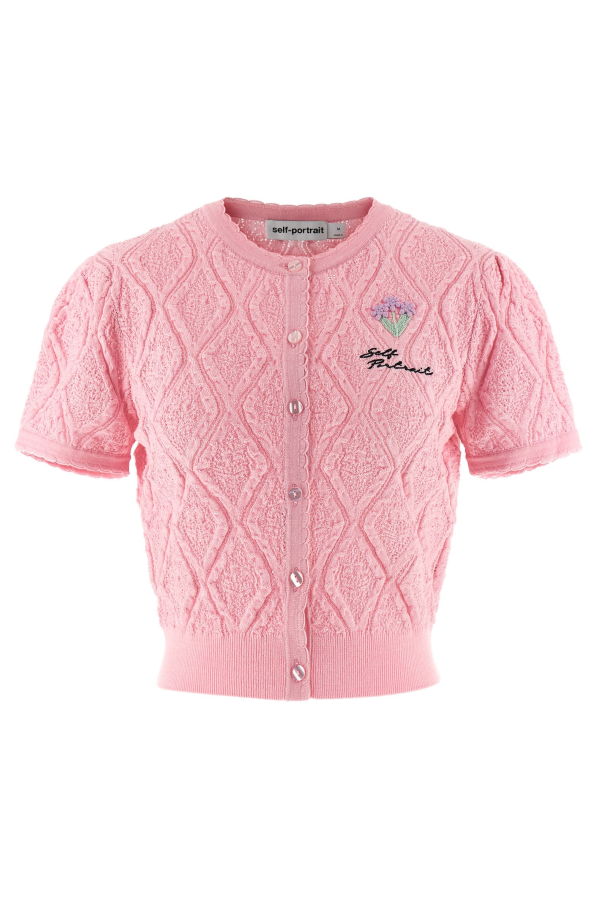 Self-Portrait Pointelle Knit Top - Pink