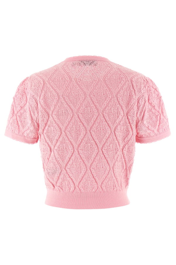 Self-Portrait Pointelle Knit Top - Pink
