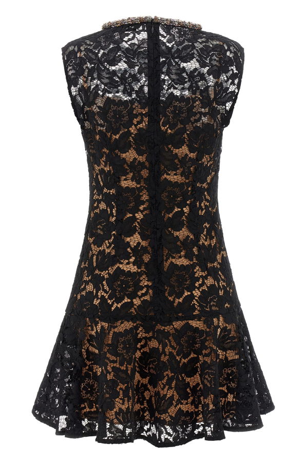 Self-Portrait Lace Crystal Mini Dress - Black