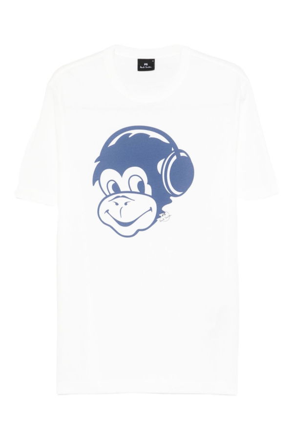 PAUL SMITH PS by Paul Smith Monkey Headphone Cotton T-Shirt - White