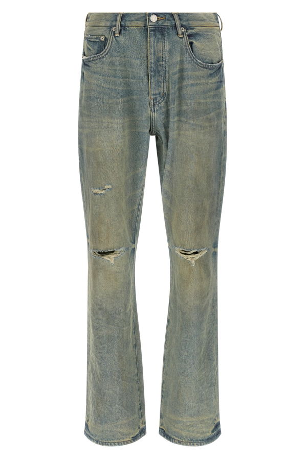 PURPLE P026 Dirty Fade Rip Boot Jeans - Light Blue