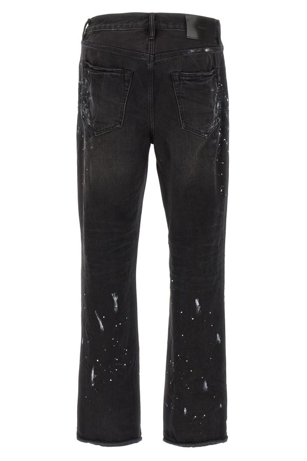 PURPLE P011 Knee Slit Paint Jeans - Black