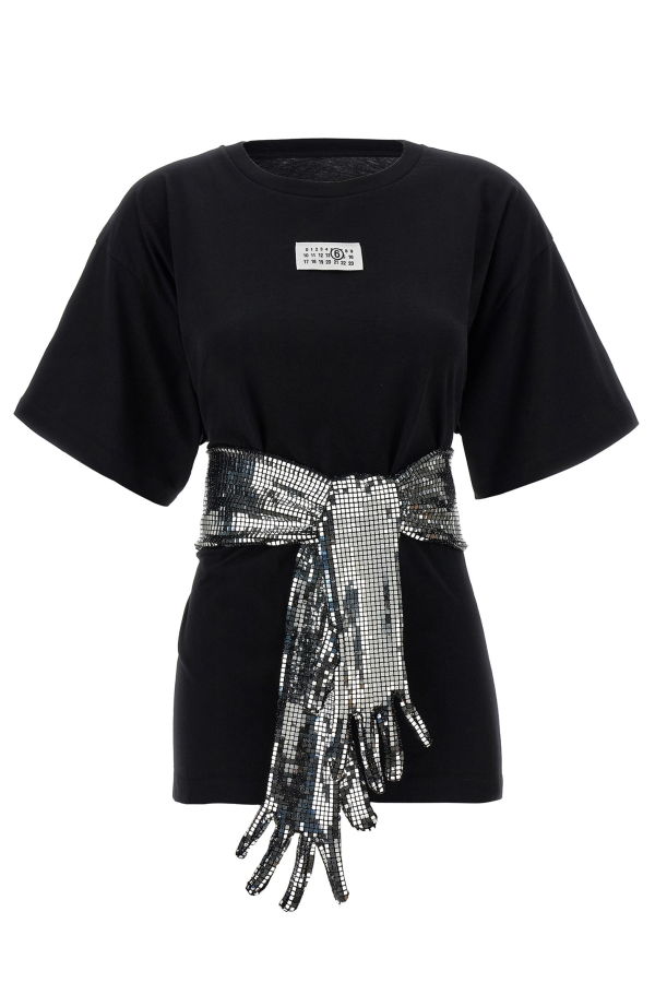 MM6 Maison Margiela Sequin Gloves T-Shirt - Black