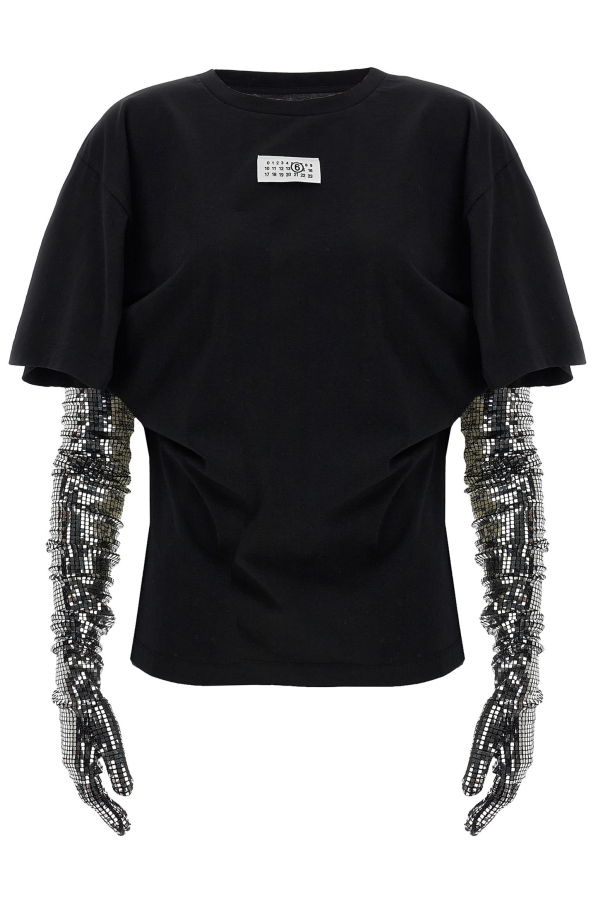 MM6 Maison Margiela Sequin Gloves T-Shirt - Black