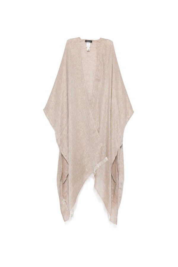 Fabiana Filippi Fringed Linen Poncho - Brown