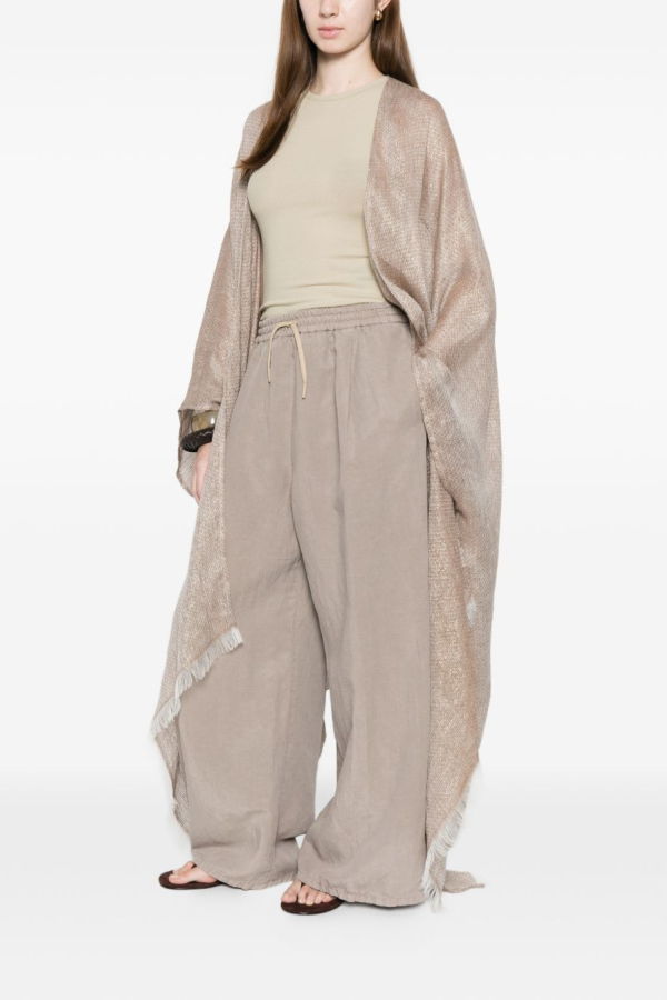 Fabiana Filippi Fringed Linen Poncho - Brown