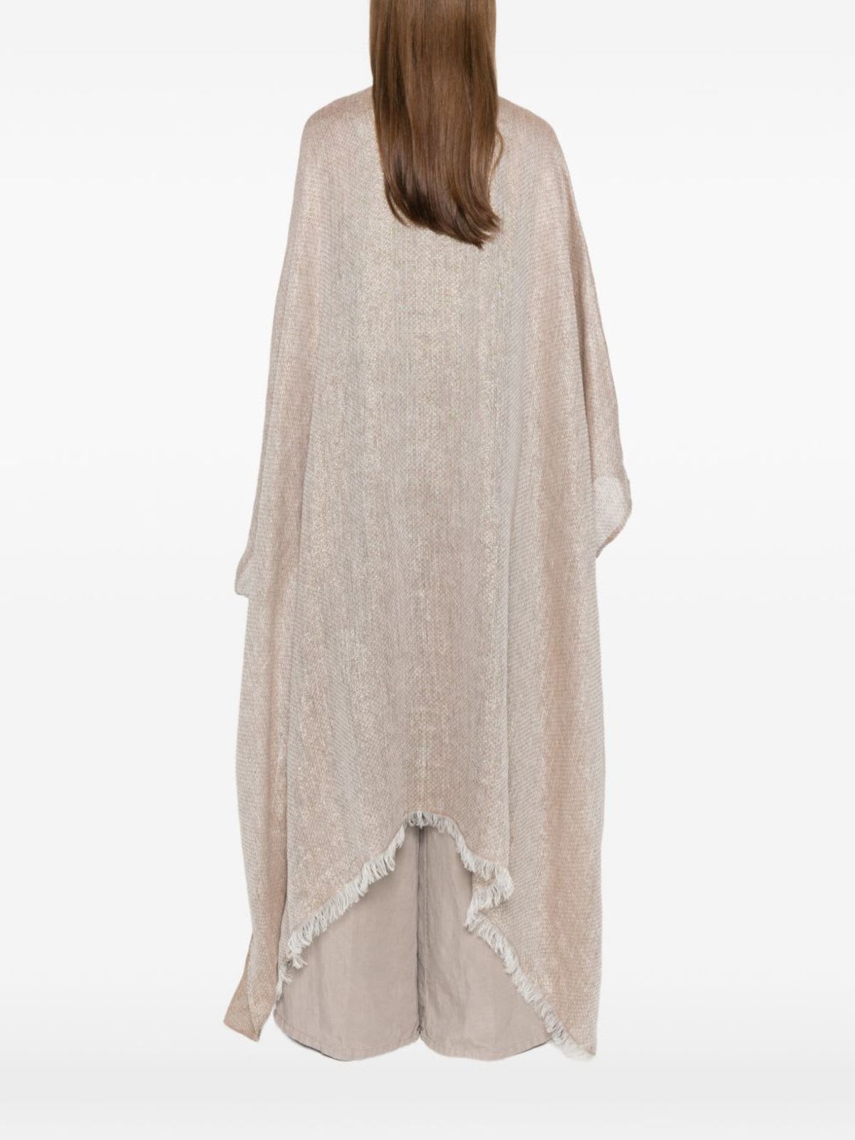 Fabiana Filippi Fringed Linen Poncho - Brown - Image 4 of 5
