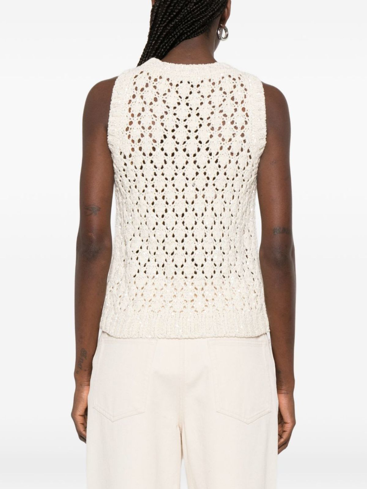 Fabiana Filippi Sleeveless Tank Top - White - Image 2 of 5