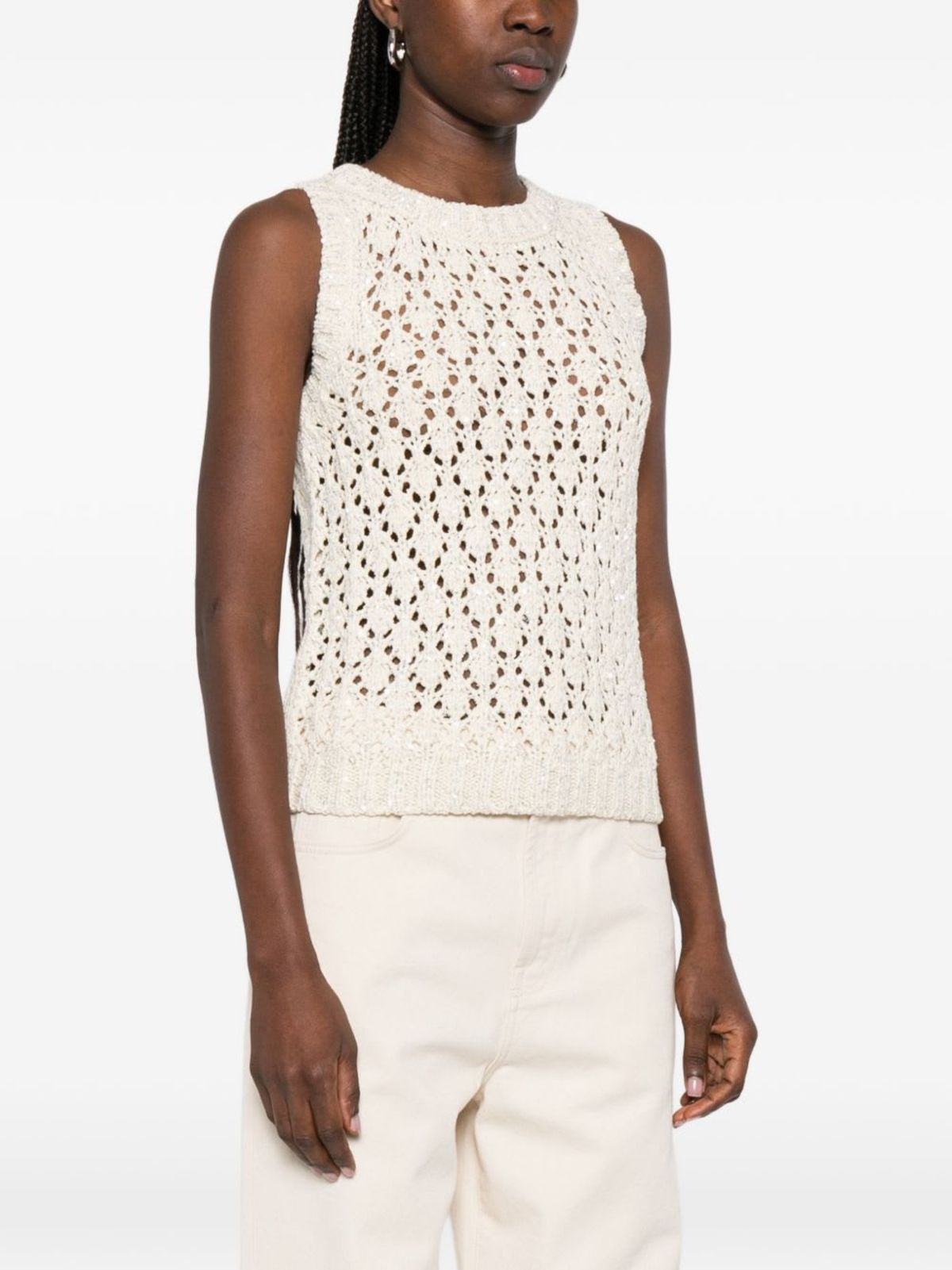 Fabiana Filippi Sleeveless Tank Top - White - Image 3 of 5