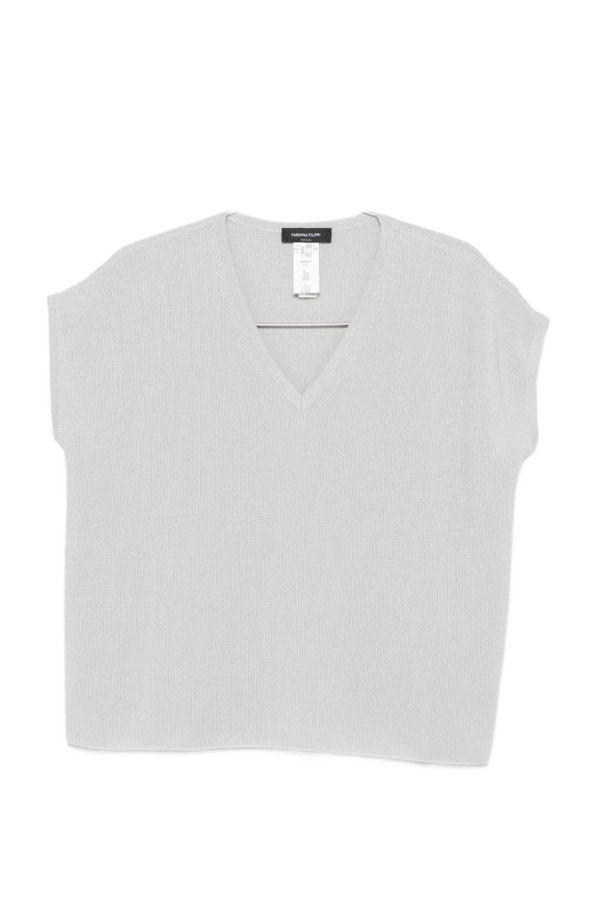 Fabiana Filippi Cotton V-Necked Tank Top - Clear Blue