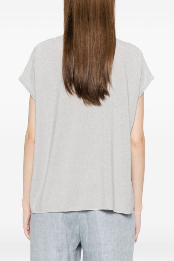 Fabiana Filippi Cotton V-Necked Tank Top - Clear Blue