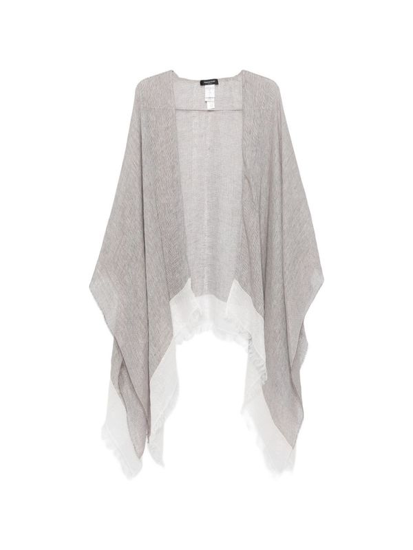 Fabiana Filippi Fringed Linen Poncho - Light Grey