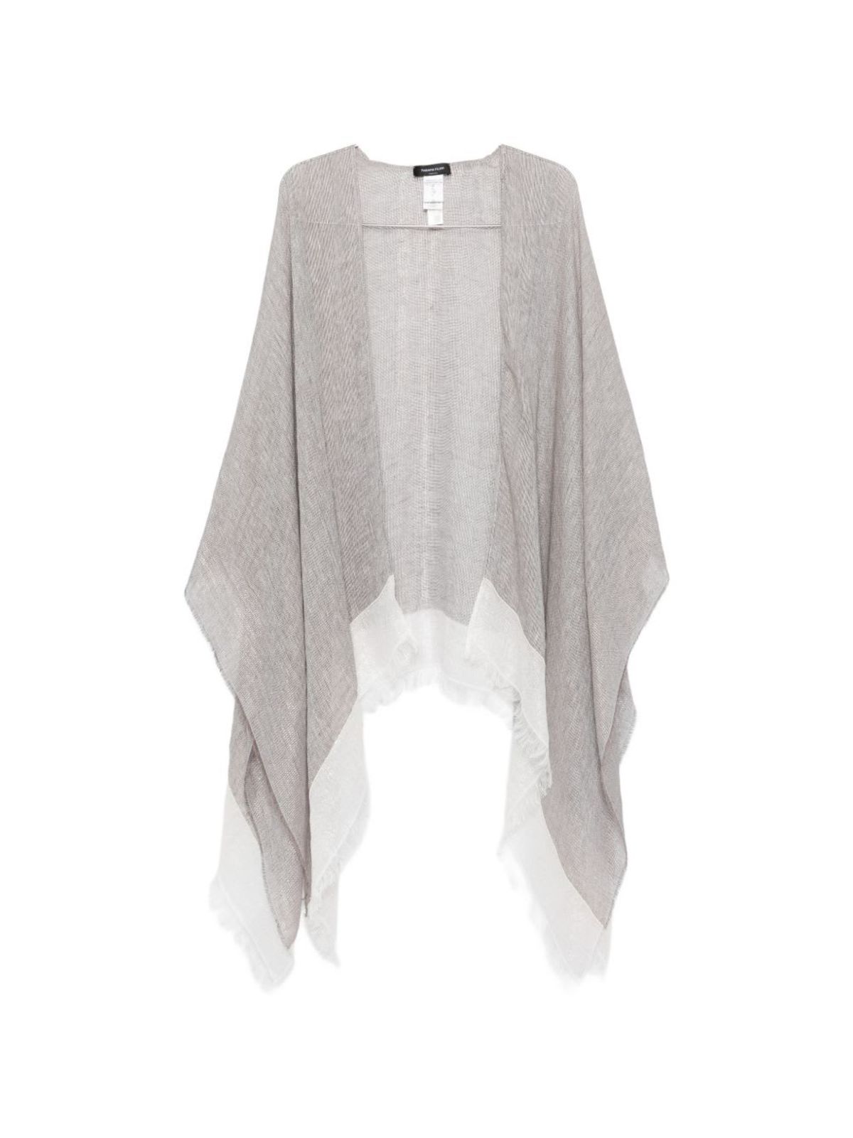Fabiana Filippi Fringed Linen Poncho - Light Grey - Image 1 of 5