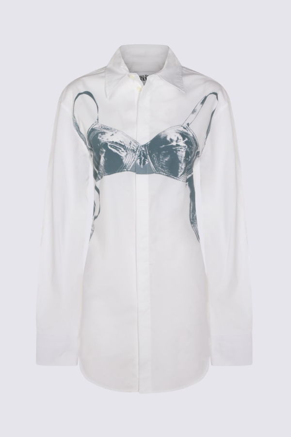 Jean Paul Gaultier White Cotton Shirt - White/Bluegrey