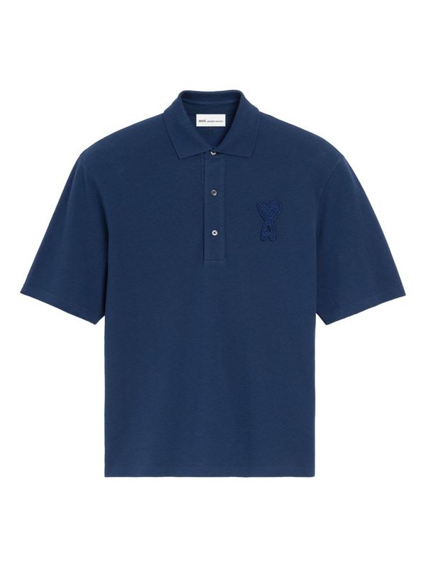 Ami Alexandre Mattiussi Ami De Coeur Cotton Polo Shirt - Blue