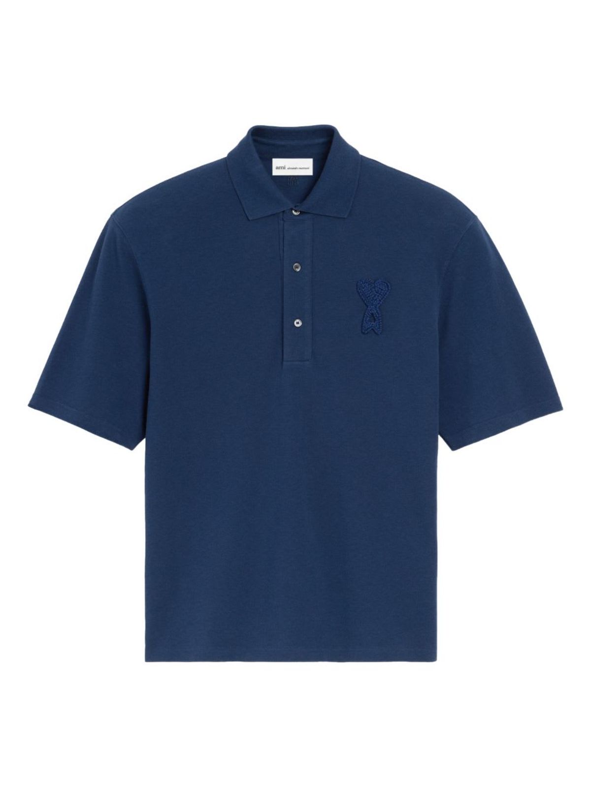 Ami Alexandre Mattiussi Ami De Coeur Cotton Polo Shirt - Blue - Image 1 of 5