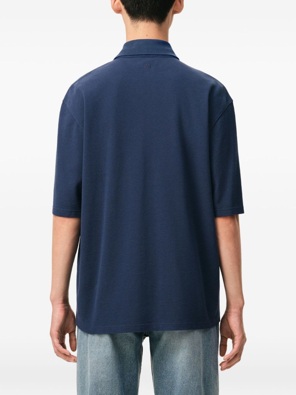 Ami Alexandre Mattiussi Ami De Coeur Cotton Polo Shirt - Blue - Image 4 of 5