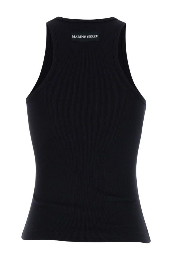 MARINE SERRE Moon Logo Ribbed Jersey Tank Top - Black