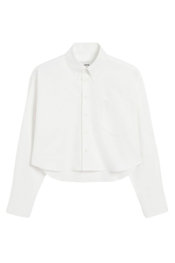 Ami Alexandre Mattiussi Cotton Cropped Shirt - White