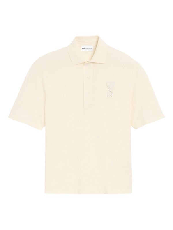 Ami Alexandre Mattiussi Ami De Coeur Cotton Polo Shirt - Beige