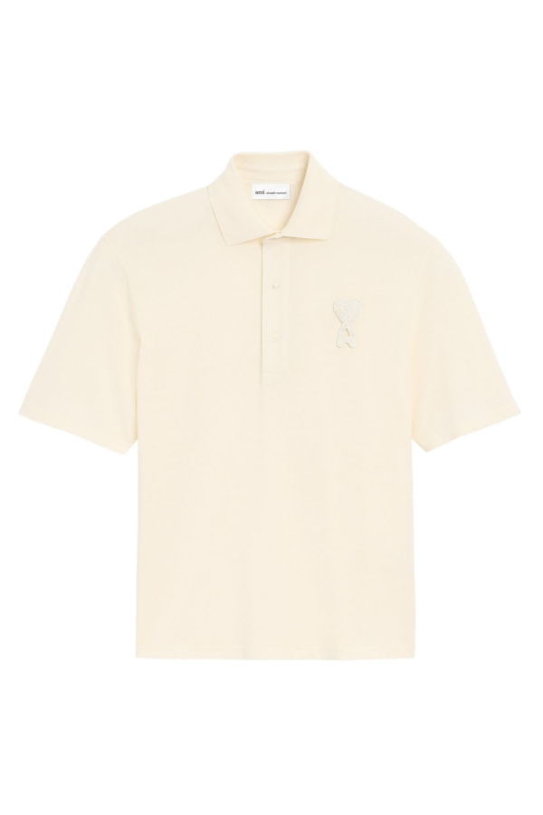 Ami Alexandre Mattiussi Ami De Coeur Cotton Polo Shirt - Beige