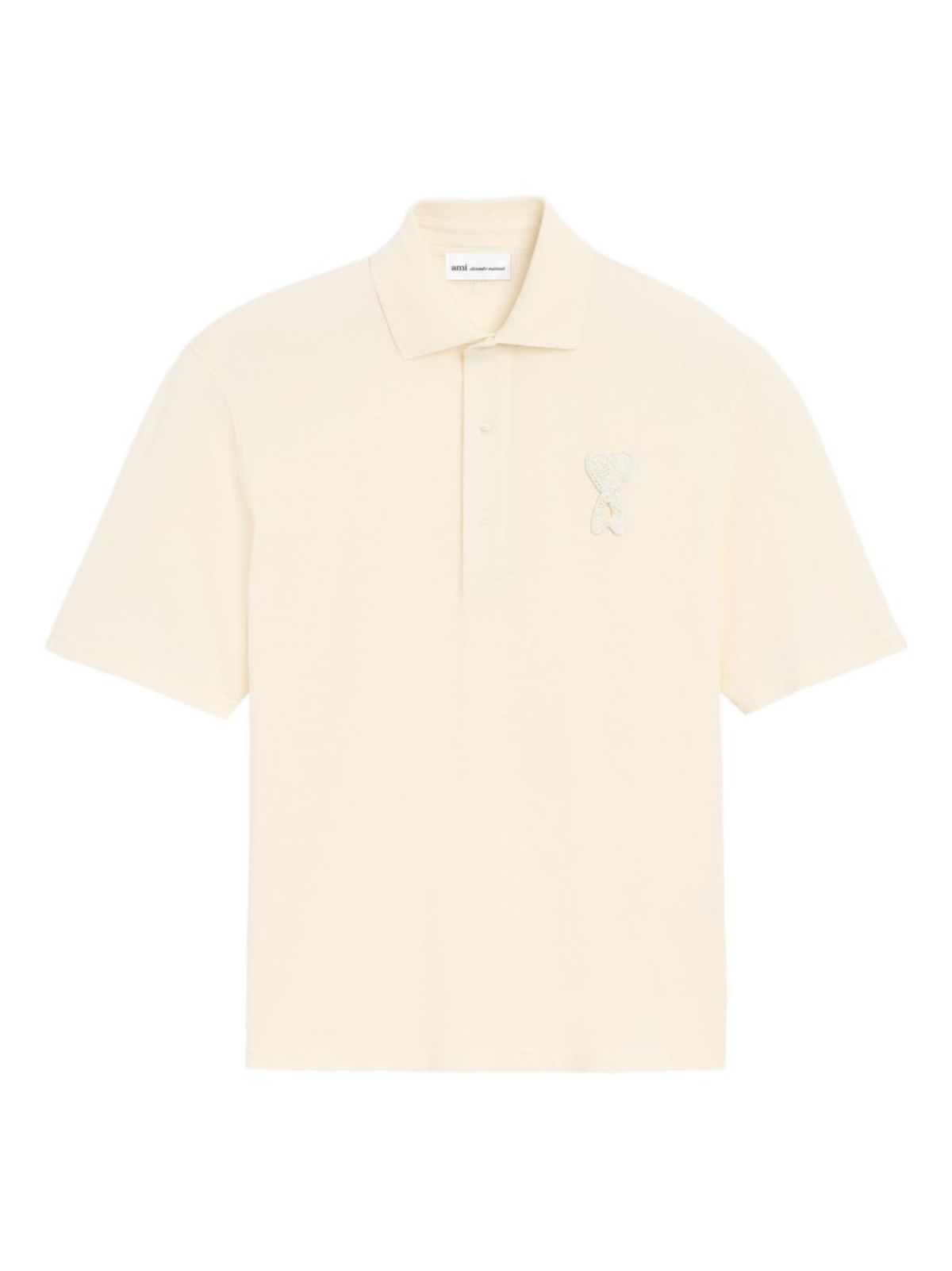 Ami Alexandre Mattiussi Ami De Coeur Cotton Polo Shirt - Beige - Image 1 of 5