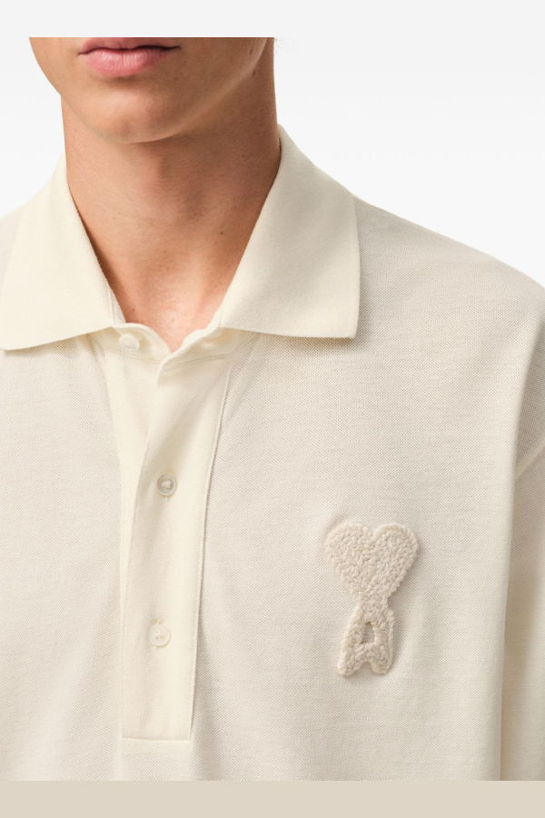 Ami Alexandre Mattiussi Ami De Coeur Cotton Polo Shirt - Beige