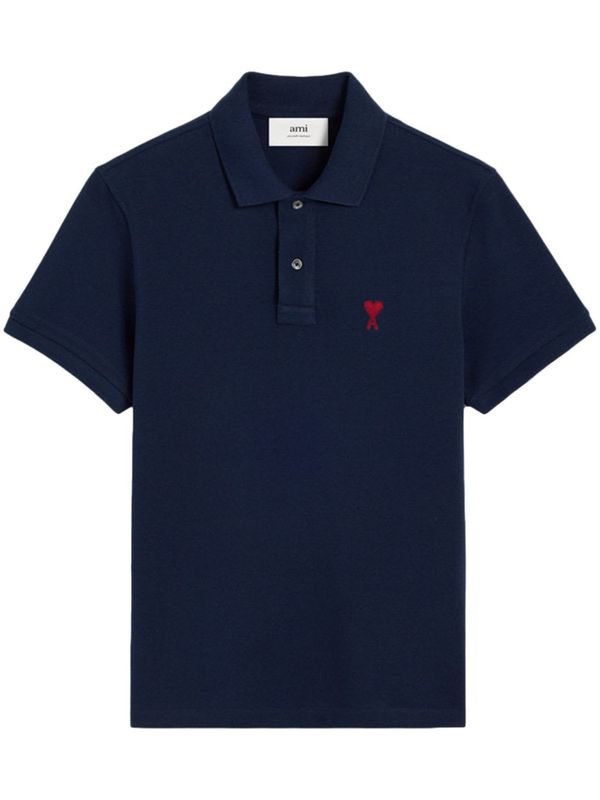 Ami Alexandre Mattiussi Ami De Coeur Cotton Polo Shirt - Blue