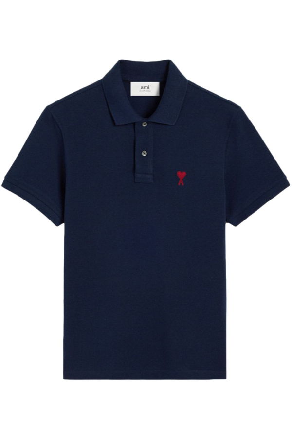 Ami Alexandre Mattiussi Ami De Coeur Cotton Polo Shirt - Blue