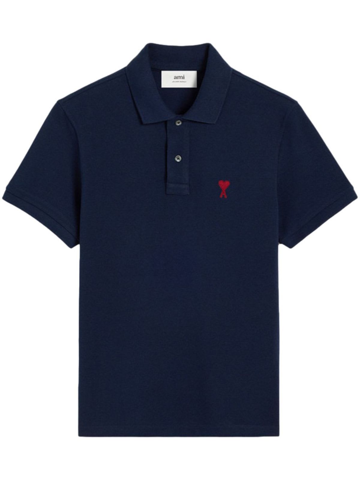 Ami Alexandre Mattiussi Ami De Coeur Cotton Polo Shirt - Blue - Image 1 of 5