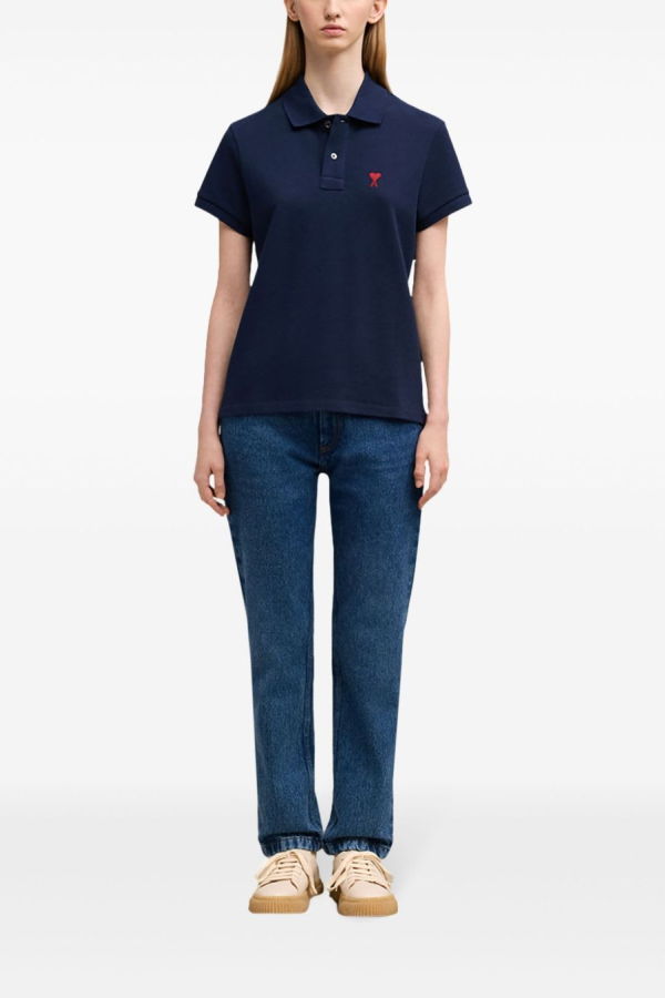 Ami Alexandre Mattiussi Ami De Coeur Cotton Polo Shirt - Blue