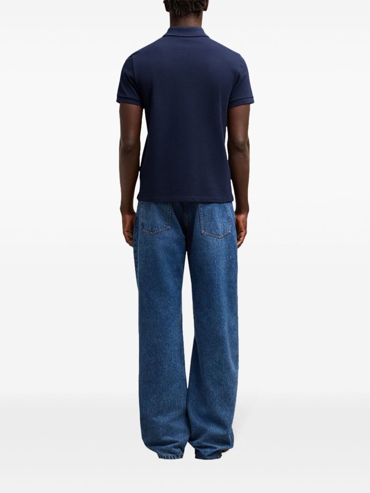 Ami Alexandre Mattiussi Ami De Coeur Cotton Polo Shirt - Blue - Image 3 of 5