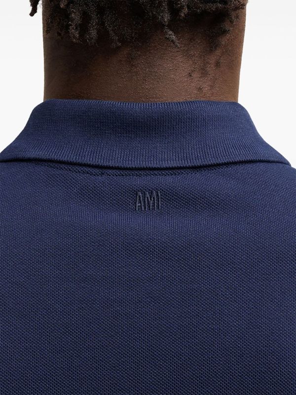 Ami Alexandre Mattiussi Ami De Coeur Cotton Polo Shirt - Blue