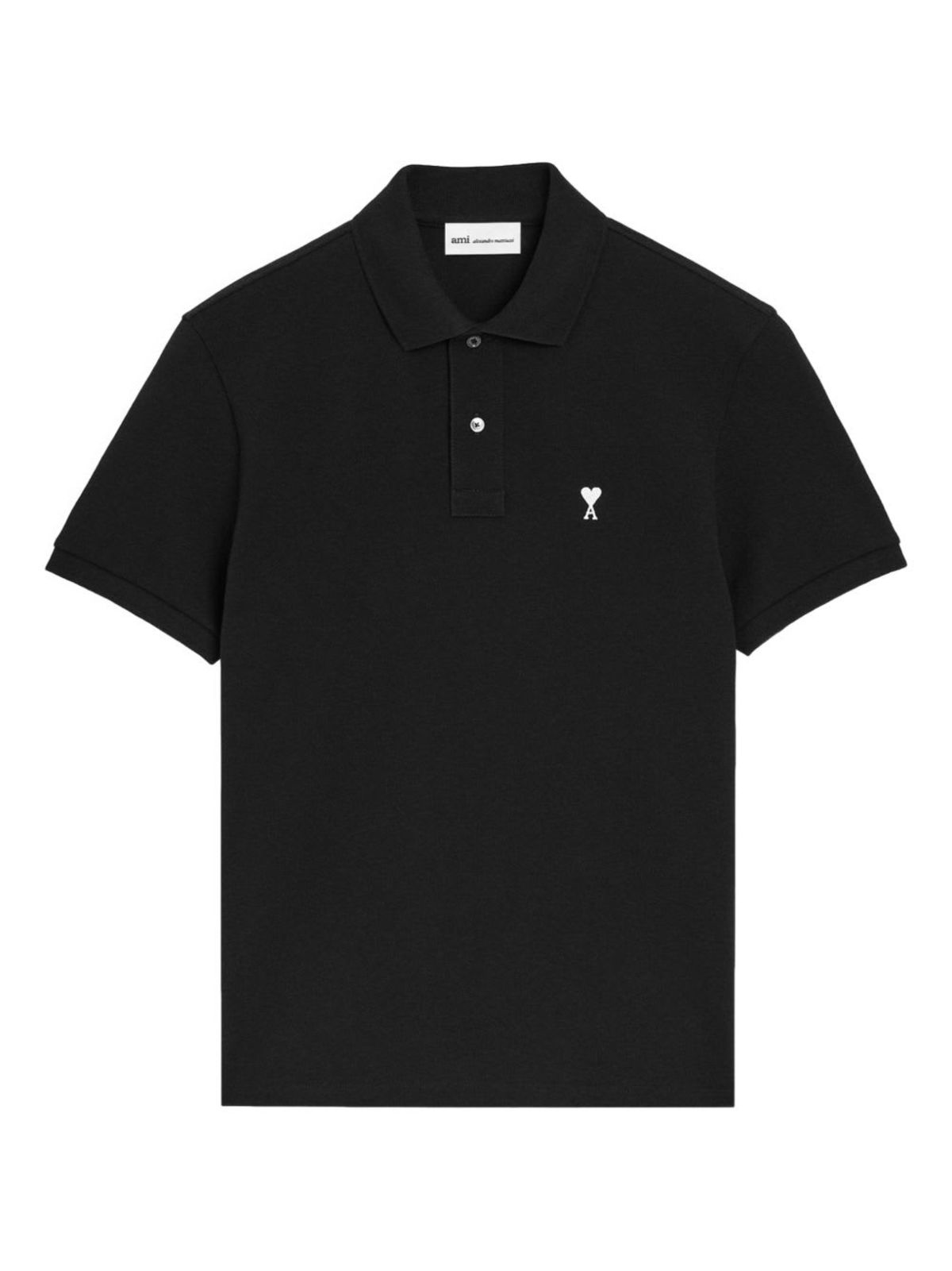 Ami Alexandre Mattiussi Ami De Coeur Cotton Polo Shirt - Black - Image 1 of 5