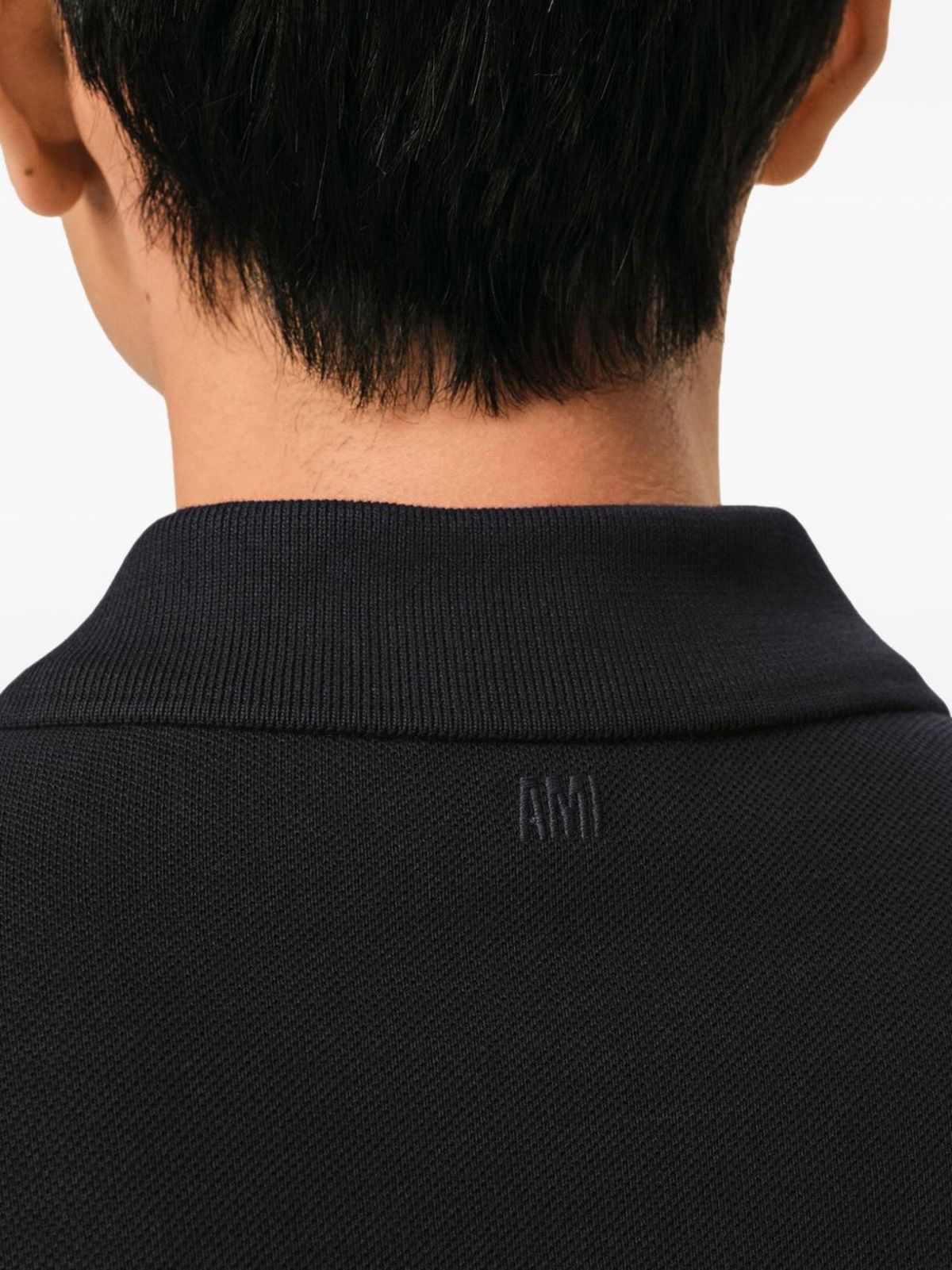 Ami Alexandre Mattiussi Ami De Coeur Cotton Polo Shirt - Black - Image 2 of 5