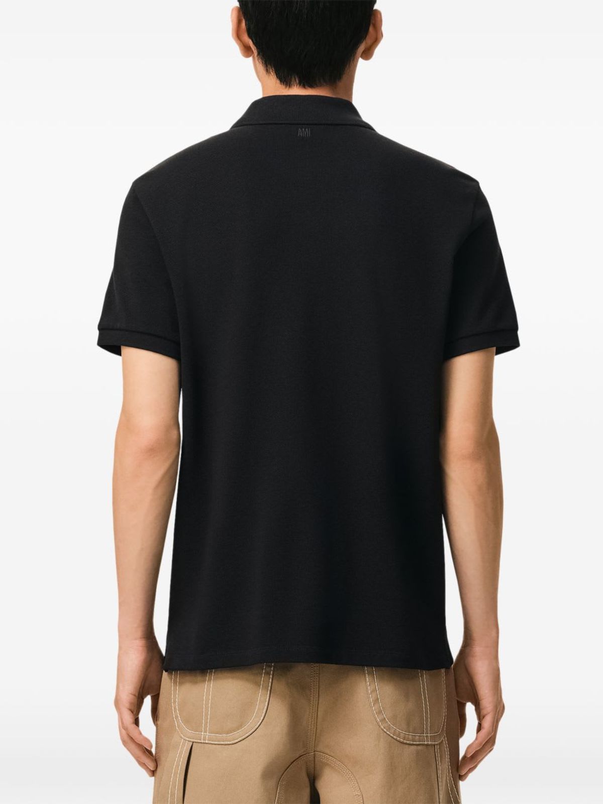 Ami Alexandre Mattiussi Ami De Coeur Cotton Polo Shirt - Black - Image 5 of 5