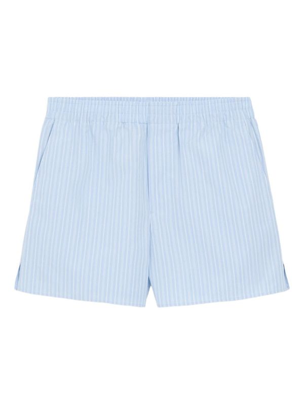 Ami Alexandre Mattiussi Striped Cotton Shorts - Clear Blue