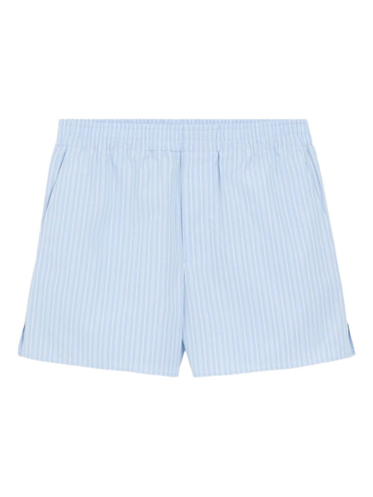 Ami Alexandre Mattiussi Striped Cotton Shorts - Clear Blue - Image 1 of 4