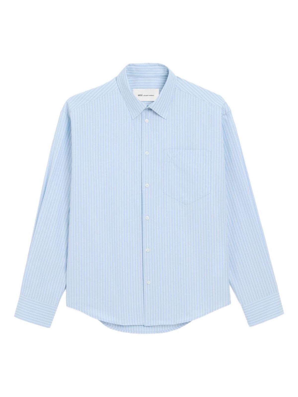 Ami Alexandre Mattiussi Striped Cotton Shirt - Clear Blue - Image 1 of 5