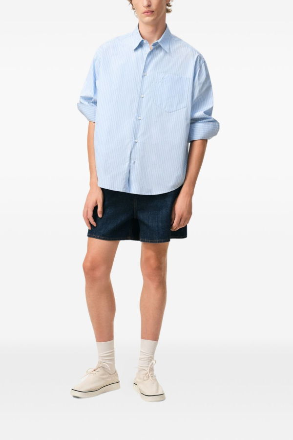 Ami Alexandre Mattiussi Striped Cotton Shirt - Clear Blue