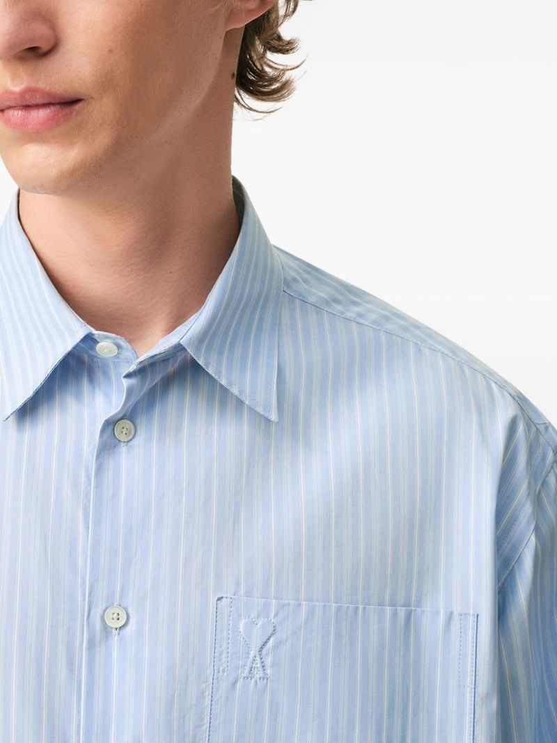 Ami Alexandre Mattiussi Striped Cotton Shirt - Clear Blue