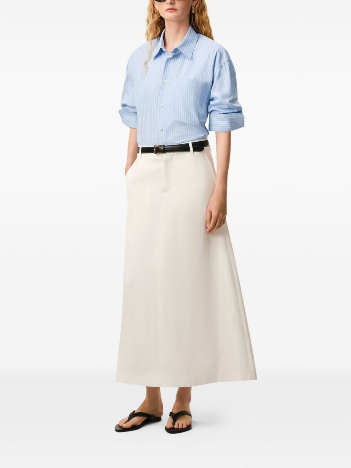 Ami Alexandre Mattiussi Striped Cotton Shirt - Clear Blue - Image 4 of 5