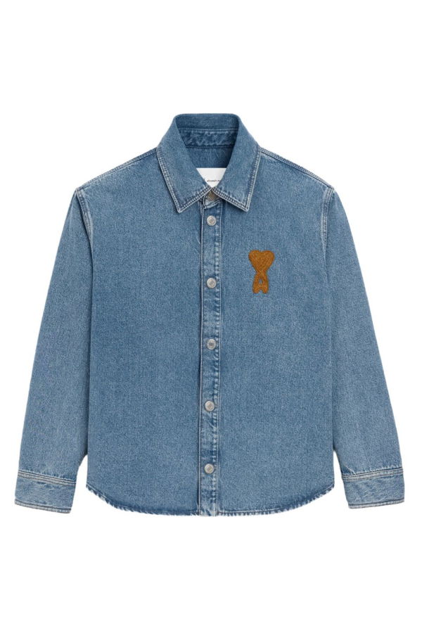 Ami Alexandre Mattiussi Ami De Coeur Denim Shirt - Clear Blue